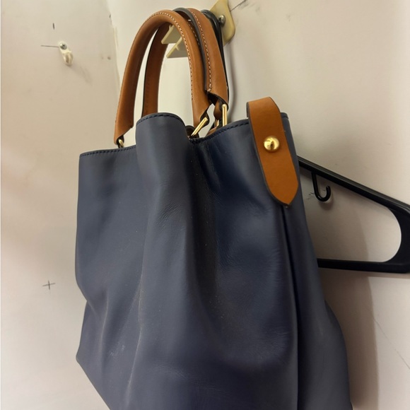Dooney & Bourke Dark Blue Leather Tote - Picture 3 of 5